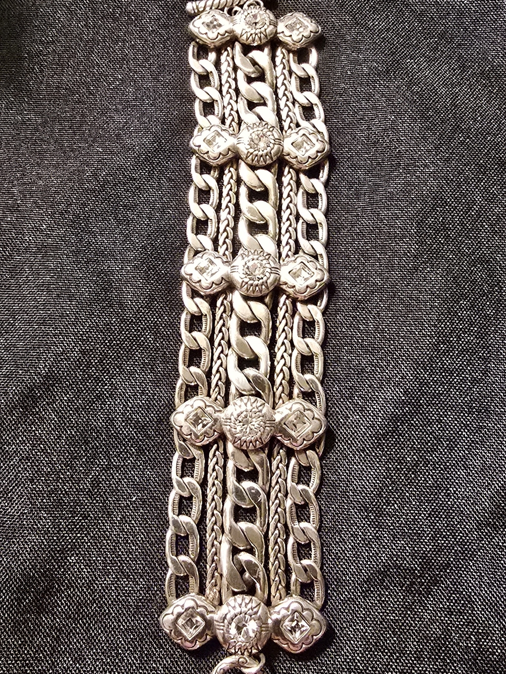 RETIRED VINTAGE Brighton Fortino multistrand rhinestone chain  bracelet
